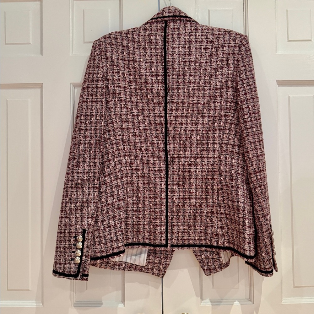 NWT Veronica Beard Pink and Black Tweed Blazer Jacket in Size 12 - Picture 2 of 5
